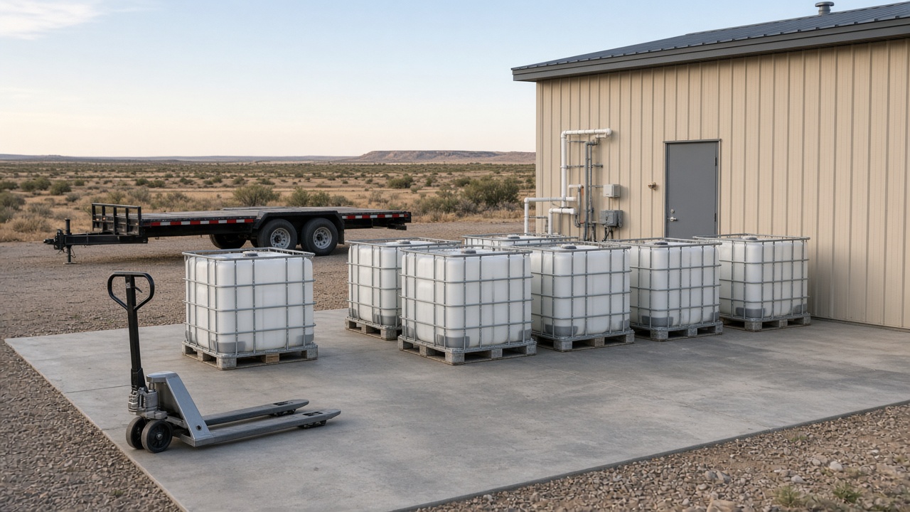 Illustration: Totes staged at a water treatment plant